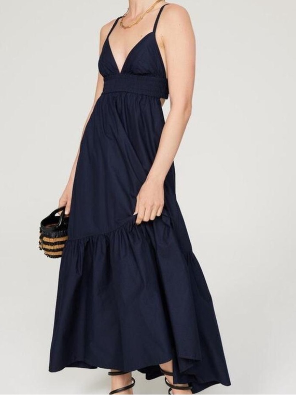 A.L.C. Rhodes Dress Navy Sleeveless V‑Neck Tiered Maxi Dress 2